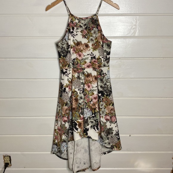 White vintage floral high low midi dress - Picture 3 of 9